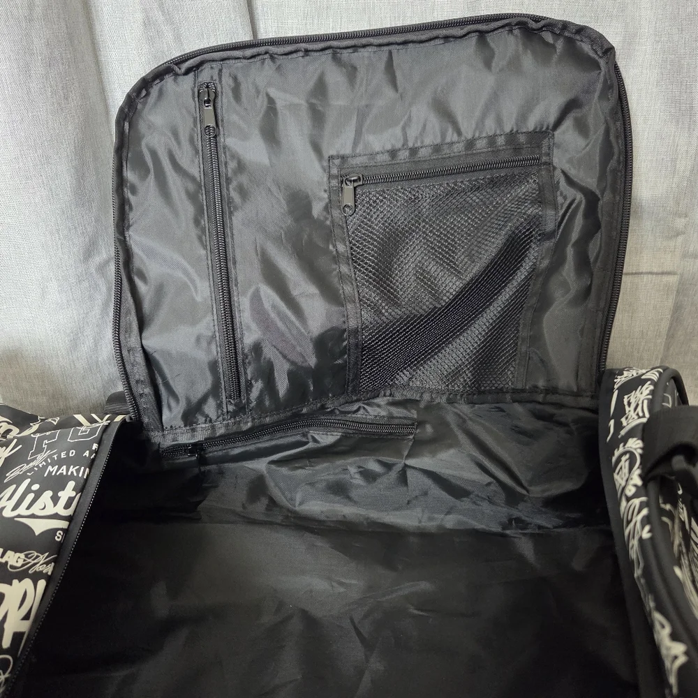 Flag Nor Fail Heavy Duty Travel Duffle Bag Black And White All Over Print EUC - Picture 13 of 15